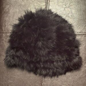 Vintage Fluffy Black Fur Hat
